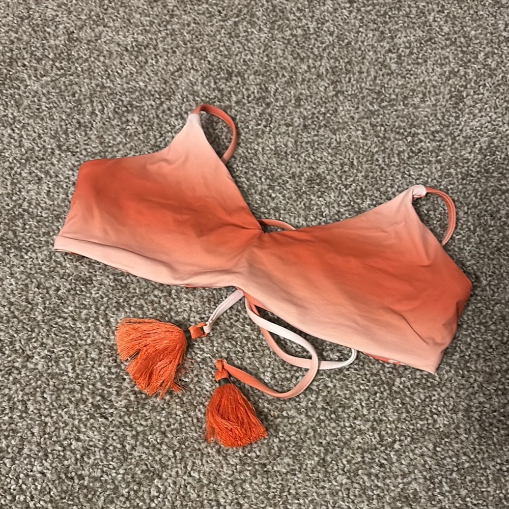 Maaji Orange Ombre Bikini Top with Tassel Accents